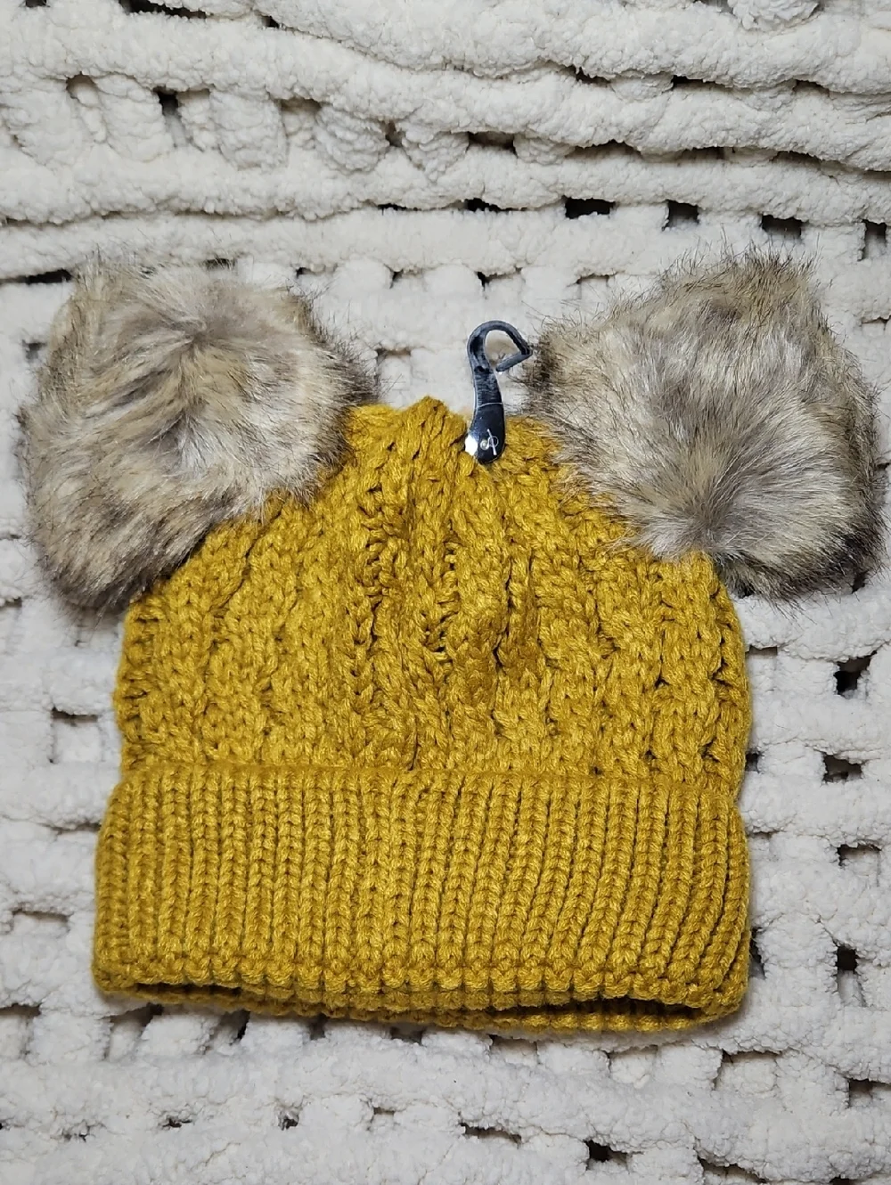 C.C Beanie Kids Toddler Youth Double Pompom Knit Hat New Mustard Yellow